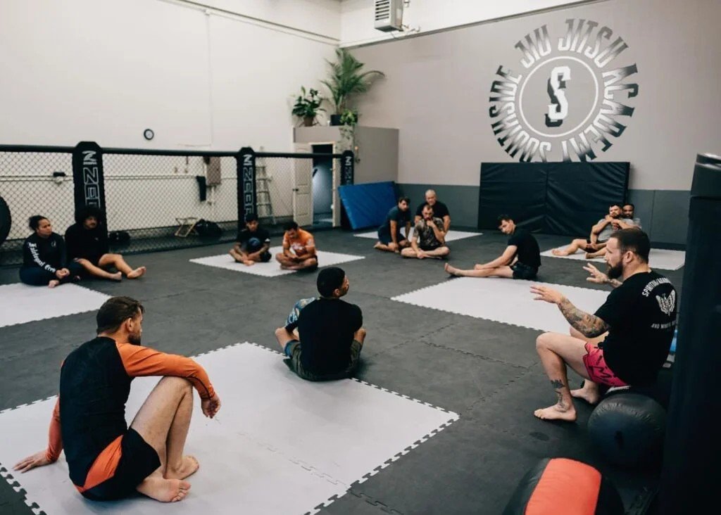Southside Jiu-Jitsu Academy interior with training mats and students